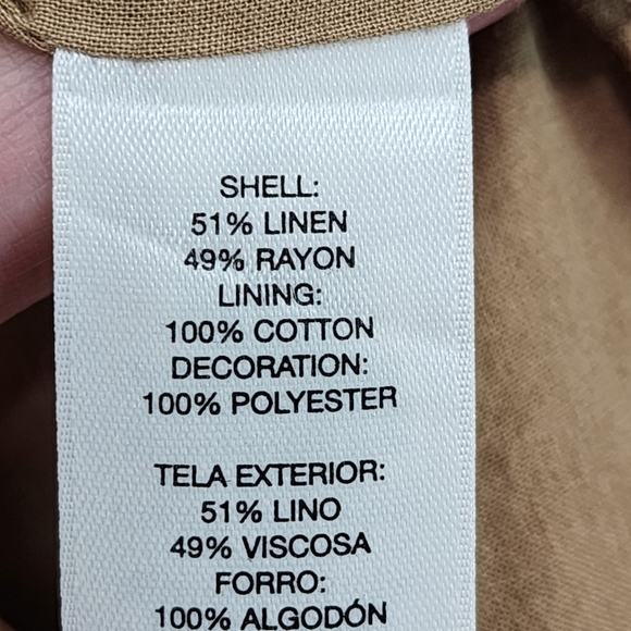 Chicos Women's Diamond Artisan Embroidered Linen Open Front Jacket Boho Brown - Picture 7 of 7